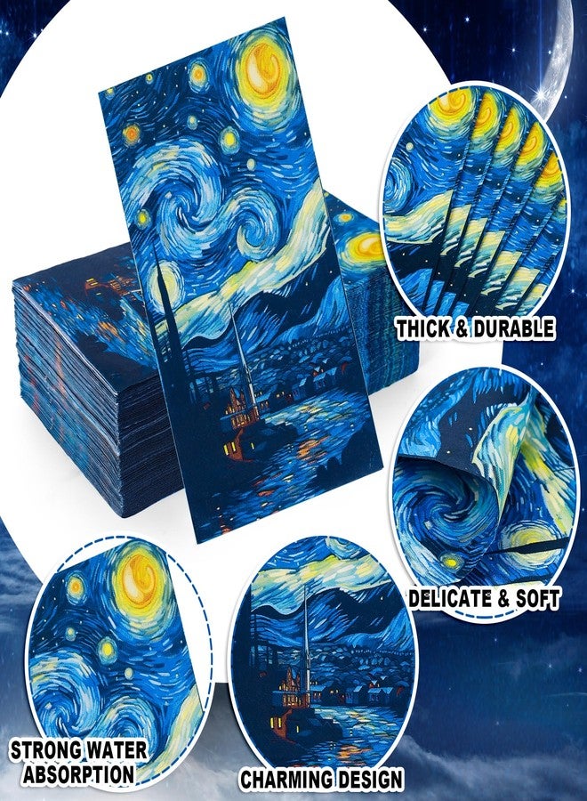 JarThenaAMCS مناديل جارثينا إيه إم سي إس، 100 قطعة، بتصميم ليلة مرصعة بالنجوم، مناديل ورقية للاستخدام مرة واحدة، مثالية للحمام، وأعياد الميلاد، والحفلات، وتزيين الطاولات. - Image 3